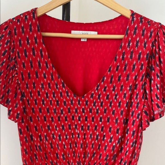Loft Red Patterned Dress - Picture 2 of 3